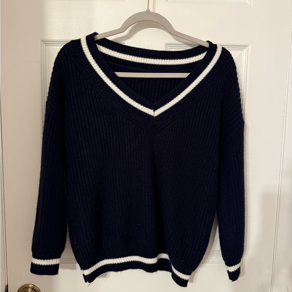 Navy Blue V-Neck Women's Sweater